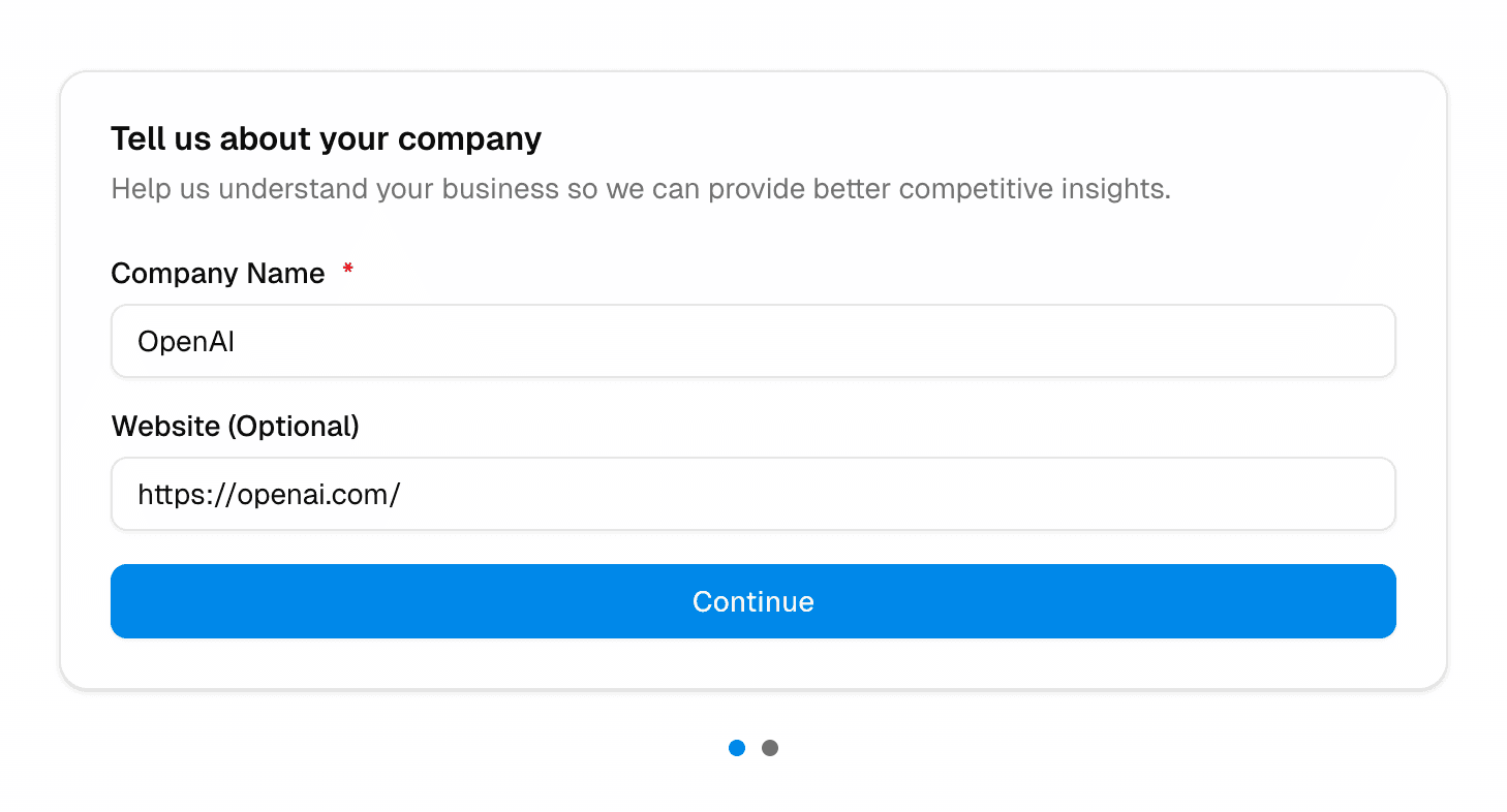 Company information form showing business details input
