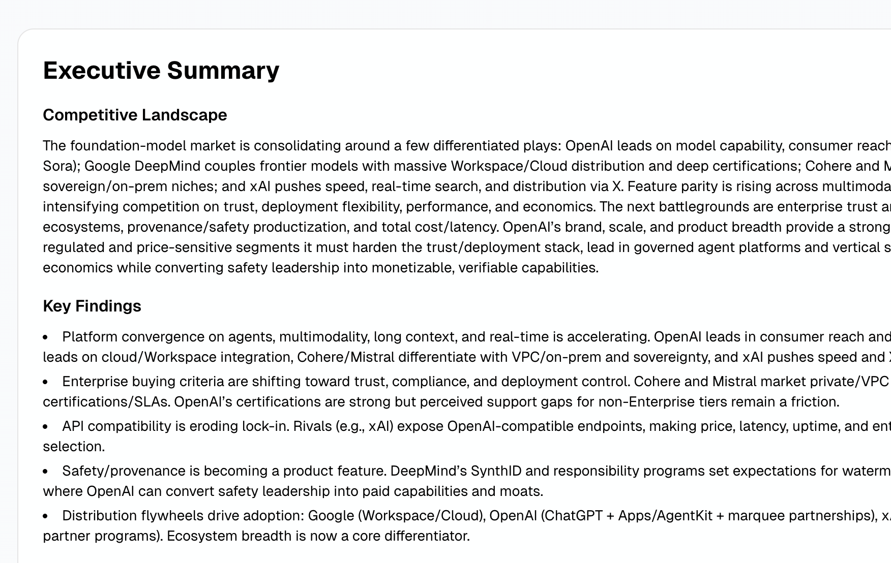 Pricing intelligence report showing tier comparisons